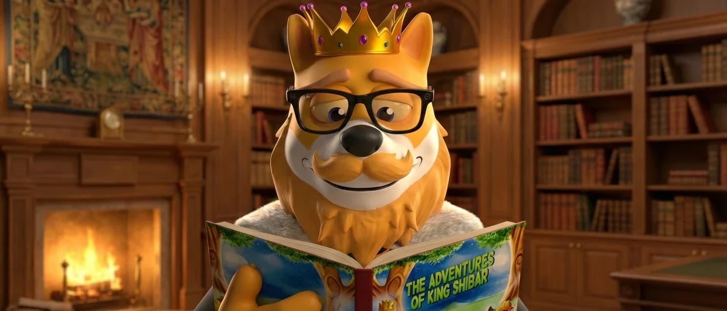 King Shibar reading The Adventures of King Shibar in the royal library